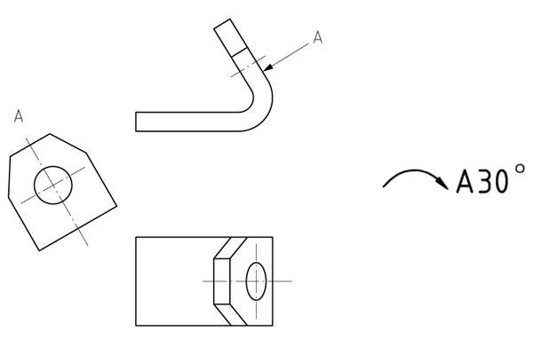 Oblique view - 3 - Engineering drawing - Technical drawing 